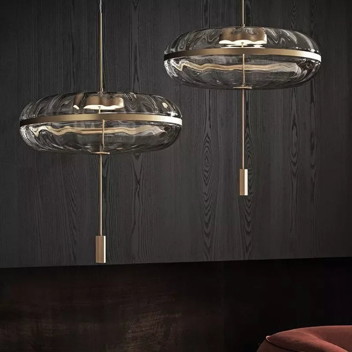 Mahad - Built in LED contemporary round glass suspended light